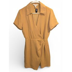593 Nine West Mustard Wrap Style Dress Size S NWOT 17.5” P2P 34” Length